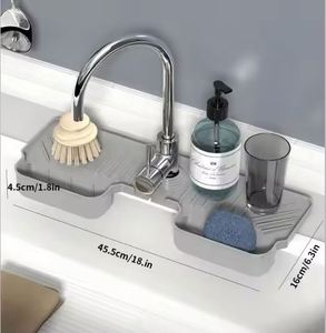 Plateau de protection anti-éclaboussures en silicone pour évier, imperméable, anti-moisissure, organisateur, tapis de rangement pour évier de cuisine, plateau de rangement pour évier de salle de bain - Product Image 5