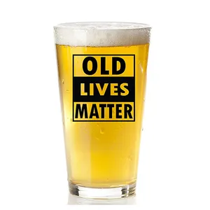 16oz Funny Retirement Birthday Gifts for Men Old Lives Matter Beer Pint Glass