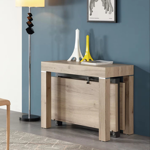 Table <span class=keywords><strong>console</strong></span> extensible en <span class=keywords><strong>bois</strong></span> de couleur naturelle, rectangulaire, gain de place, pour la maison, table à manger ou table de réunion de 2,5, 3 ou 4 mètres de long - Product Image 2