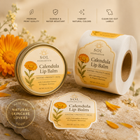 Étiquettes personnalisées haut de gamme pour baume à lèvres, autocollants cosmétiques avec logo sur mesure, étiquettes imperméables en vinyle pour gloss à lèvres, pour emballage de produits de beauté en rouleau