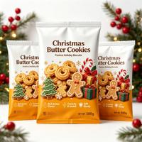 Sachet scellé au dos Joyeux Noël, pochette personnalisée à scellage central pour café moulu, sachet oreiller, pochette de confiserie de Noël 250g 8oz