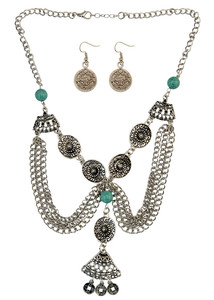 <span class=keywords><strong>2</strong></span> Estilos de Collares Bohemios Vintage con Cuentas de Monedas Plateadas, Hojas y Borlas para Mujer - Product Image 3