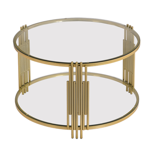 Modern Steel Coffee <b>Table</b> in 31.5" Asymmetrical Metal Circular Metal Drum Base Decorative Home Furniture - Product Image 4