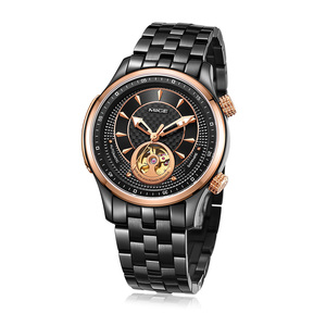 Reloj Mecánico Automático de Lujo para Hombre, con Esfera Redonda de Acero Inoxidable, Luminoso, 50M, Negro, Estilo Ejecutivo - Product Image 1
