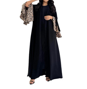 Sharut Turchia Elegante Caftano Personalizzato Modesto Abito da Donna Dubai Musulmano con Maniche a Volant Leopardate Kimono Aperto Abaya - Product Image 4