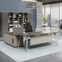 Bureau de direction moderne en bois LBZ-49 - Bureau de luxe pour PDG, directeur général, avec design extensible, couleurs et dimensions personnalisables
