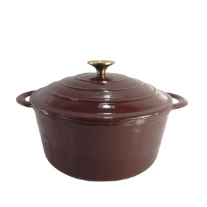 Batterie de cuisine en <span class=keywords><strong>fonte</strong></span> avec finition émaillée <span class=keywords><strong>rouge</strong></span> comprenant une casserole et une poêle à frire Ustensiles de cuisine en métal durable - Product Image 2