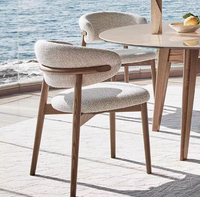 Ensemble de chaises de salle à manger en bois massif et cuir, design nordique moderne et luxueux, pour restaurant, hôtel, bar et chambre à coucher