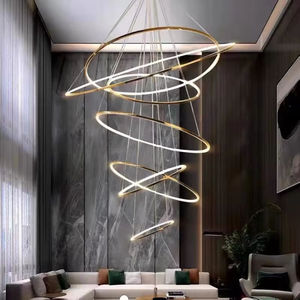 Lampadario Moderno a Cerchio, Illuminazione Pendente per Hotel, Villa, Grande <span class=keywords><strong>Anello</strong></span> Decorativo per Soggiorno e Scale - Product Image 2