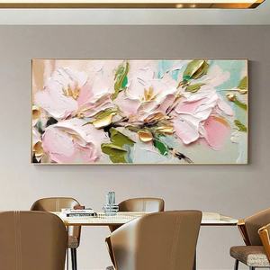 Peinture florale abstraite pastel, peinture à l'huile texturée, style nature morte, arts décoratifs pour la décoration intérieure et les hôtels, art mural - Product Image 1