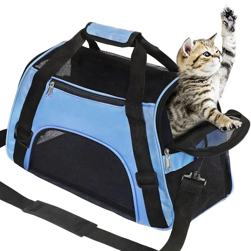 Bolsa de viaje de lujo para mascotas transpirable de gran capacidad personalizada al por mayor bolsa de viaje para gatos de viaje al aire libre bolsa de viaje plegable extensible para perros