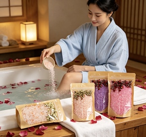 Fournisseur OEM de sel de bain de luxe végétalien biologique au magnésium cristallin et aux fleurs de lavande, marque privée - Product Image 5