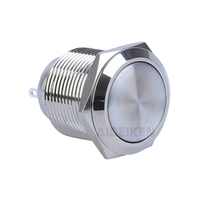 Interrupteur anti-vandalisme HUSA 12 mm IP65 220 V 1NO à corps court, bouton-poussoir étanche en laiton, micro-interrupteur 1A, couleur noire