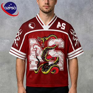 QZFSO Custom Hip Hop Vintage Sublimation Soccer T Shirt American Football Uniform <b>Top</b> Rhinestone Mesh Fabric Rugby Sport Jersey - Product Image 1