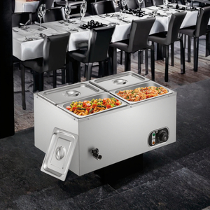Calentador de Alimentos Eléctrico Comercial de Sobremesa, 4 Recipientes, Acero Inoxidable 204, Baño María, Control Automático de Temperatura, 1500W - Product Image 3