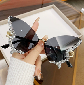 Gafas de Sol de Mariposa sin Montura con Pedrería Brillante, Gafas de Sol con Degradado de Color en Forma de Mariposa para Mujer - Product Image 6