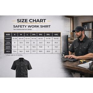 Chemise de travail de sécurité pour hommes, en coton, à manches courtes, avec poches poitrine, uniforme de travail - Product Image 6