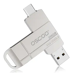 OTG Flash Drive USB 256GB, Flash Drive USB 2 in 1 dengan tipe C & USB3.2 512GB SSD putar USB Disk dari OSCOO