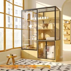 <span class=keywords><strong>Cage</strong></span> pour chat écologique jouet pour animaux de compagnie balcon en verre abri intérieur armoire maison Villa espace nid Carton emballé grand luxe étanche - Product Image 1