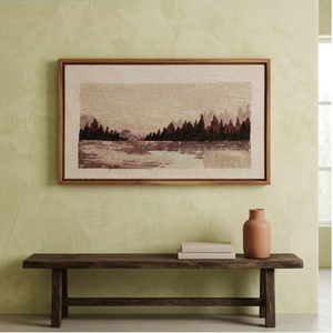 Marco de Resina - Beige - Tapiz Artístico Tejido con Paisaje Lacónico |   Arte de Pared Tejido |   Tapiz mural tejido con motivos de montañas y bosques (21 cm x 21 cm) - Product Image 2
