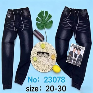 Pantaloni Jogger in Denim per Ragazzi Taglia 20-30, 5,5 Dollari, YQ328, Pantaloni Personalizzati per Bambini con Vita Elastica, Caviglie con Risvolto - Product Image 3