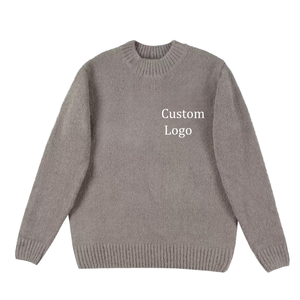 Men's 100% Cotton Solid Color Knitted <b>Pullover</b> Sweater Full Sleeve Winter <b>Jumper</b> Breathable Custom Logo Design - Product Image 1