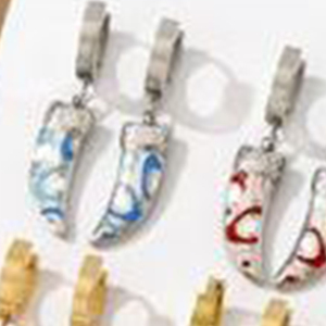 Boucles d'oreilles rectangulaires peintes tendance en acier inoxydable, faites à la main, lot de 12 pièces, bijoux de mode pour femmes, accessoires - Product Image 6