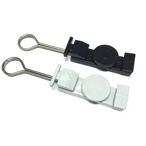 FTTH High Tension Flat Cable Clamp TenABS Plastic Open Hook with Anchor Clips Fiber Optic Drop Cable Tension Clamp