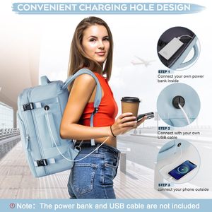 Sac à dos de voyage pour articles personnels et cosmétiques avec port de chargement USB, sac à dos scolaire, sacoche pour ordinateur portable d'affaires - Product Image 4