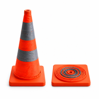 XiangHong Cône de signalisation pliable de 45 cm (18 pouces) sur pied, réfléchissant, de qualité ingénierie, en PP imperméable, pour avertissement