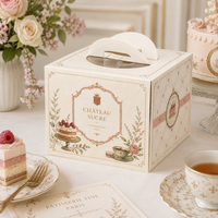 Cajas para Pasteles Ecológicas de Cartón Ondulado Tipo E, Plegables, con Ventanas de PET, para Productos Horneados, con Relieve y Laminado Mate