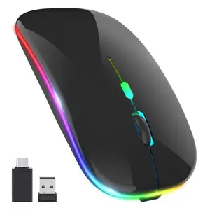 Original Triangle LOGO Ultra-Thin Rechargeable Battery Mute Mouse 2.4Ghz Optical LED Colorful Light Computer Game Wireless Mouse