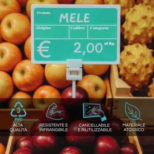 Kit d'étiquettes de prix en PVC, 25 étiquettes vertes avec supports et marqueur pour comptoirs de fruits et légumes - Product Image 4