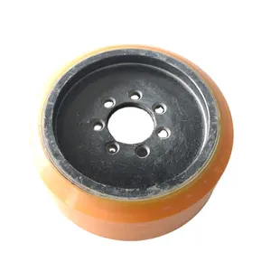 best price 7 holes 343*135*80mm Linde R14 R16 forklift pu wheel with yellow color