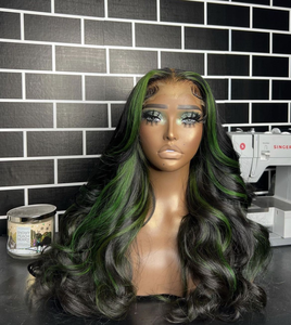 Perruque Lace Front Ombrée Verte Cheveux Humains Ondulés 13x4 HD Sans Colle Vert <span class=keywords><strong>Clair</strong></span> à Vert Foncé pour Femmes Densité 180% - Product Image 4