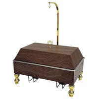 FULAIXIN FLX-MX08 Edles Edelstahl-Chafing-Dish in Goldoptik für Buffets und Catering, Rechteckig mit Großer Kapazität, Alkoholbetriebener Speisenwärmer