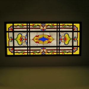 Plafonnier décoratif personnalisable en verre teinté, style Tiffany, avec cadre en fer forgé, motif creux, pour église et décoration de ciel de scène - Product Image 4