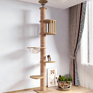 Arbre à chat classique en bois et lin, robuste, avec système anti-basculement pour les grands chats - Product Image 3