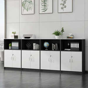 आधुनिक चल 3-दरवाजा लकड़ी के पैनल परिवर्तनीय धातु फ़ाइल कैबिनेट लॉक निम्न भंडारण कार्यालय काम फर्नीचर होम स्कूल - Product Image 3