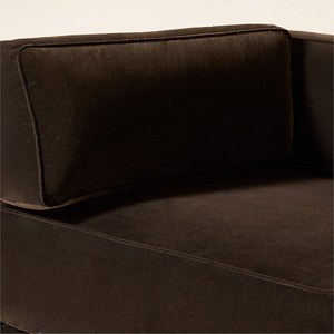 Divano Modulare a L in Velluto Marrone Scuro con Pouf, Set di Divani Moderni in Piuma, Arredamento di Lusso per Soggiorno - Product Image 6