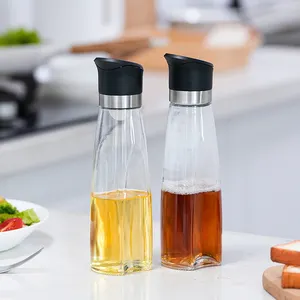 Clear 500ml Automatic Flip Oil Bottles Kitchen Oil And Vinegar Dispenser Oil Glass Bottle Set