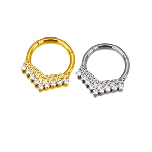 Unisex 18K chapado en oro G23 titanio majestuoso Chevron Sparkle Clicker segmento aro anillo más nuevo regalo de fiesta de boda para compromiso - Product Image 2