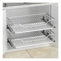 Meuble de rangement de cuisine chinois en acier inoxydable avec tiroir coulissant en fil métallique, design moderne, multifonctionnel et écologique