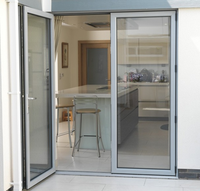Porte à battant en aluminium anthracite gris, revêtement poudré haut de gamme Prima, pour maison moderne de luxe
