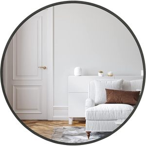 Specchio rotondo da parete con cornice in metallo nero da 32 pollici per decorazione murale - Product Image 2