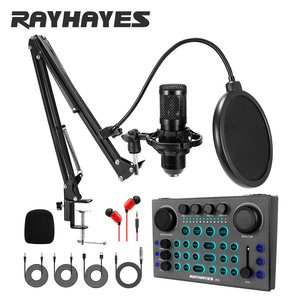 RAYHAYES <span class=keywords><strong>A3</strong></span>-SET - Set de Tarjeta de Sonido en Vivo con Micrófono de Condensador para Transmisión en Vivo, Canto y Grabación - Product Image 1