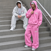 Ensemble sweat à capuche zippé et pantalon de survêtement en tissu éponge épais personnalisé pour homme, imprimé sur toute la surface avec rayures latérales, style streetwear automne, vente en gros