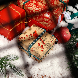 Venta al por mayor 80g papel Kraft de Navidad 43*300cm regalo embalaje personalizado de lujo rollo de papel de regalo - Product Image 2