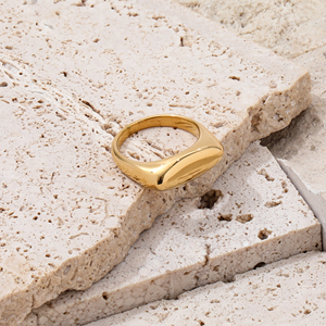 Di Fascia alta 18K Plain Oro Anelli In Acciaio Inox Trendy Appannamento Gioielli In Oro - Product Image 5