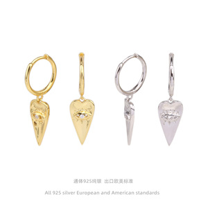 ต่างหูเงินแท้925แบบไม่ซ้ำใครดีไซน์ช่างฝีมือสไตล์เย็นและหัวใจ3D ต่างหูห่วงคลาสสิกสำหรับงานเลี้ยงของผู้หญิง - Product Image 5